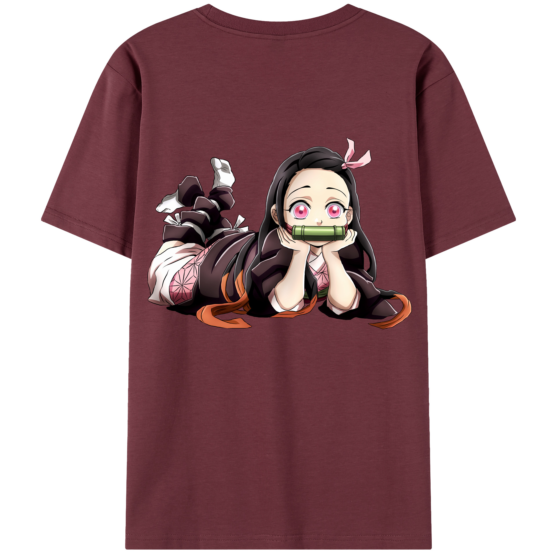 （画像用） 鬼滅の刃（きめつのやいば）竈門 禰󠄀豆子／かまど ねずこ Kamado Nezuko 綿100％半袖Tシャツ（背面プリント）